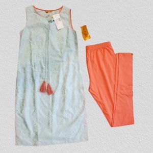 Aurelia Sleeveless Salwar Kameez - Blue & Coral